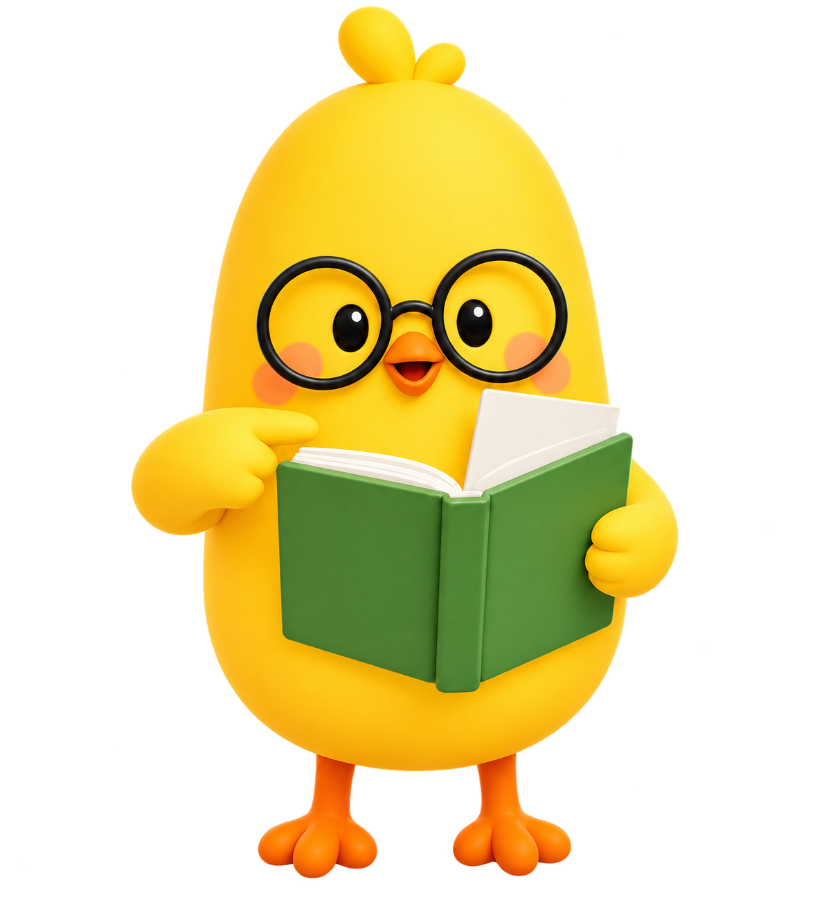 本を開いて英語のニュースを紹介するみな